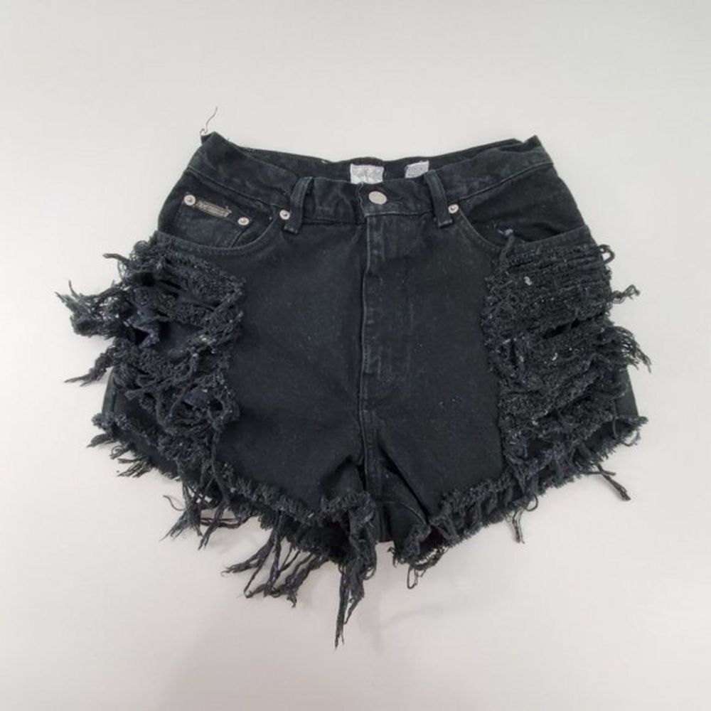 Calvin Klein Shorts 8 Black high Waist Vintage Rip